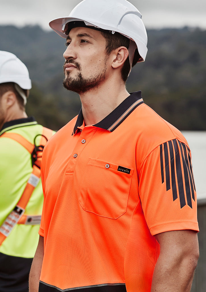 Syzmik Mens Hi Vis Flux Short Sleeve Polo ZH315