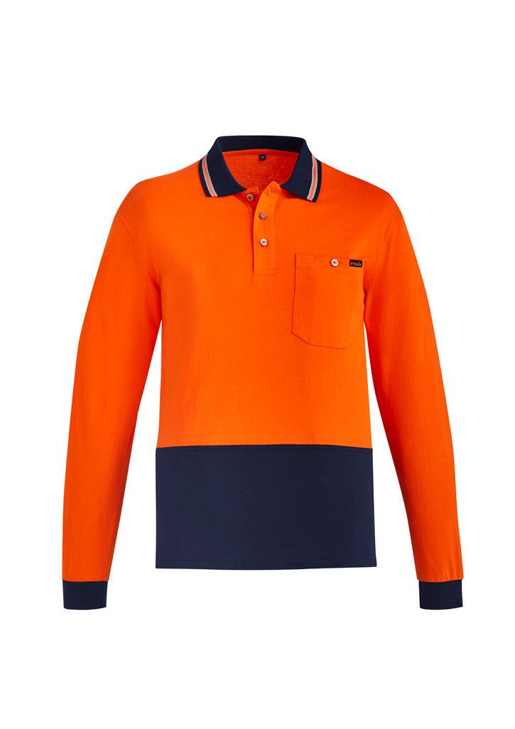 Syzmik Mens Hi Vis Cotton Long Sleeve Polo ZH430