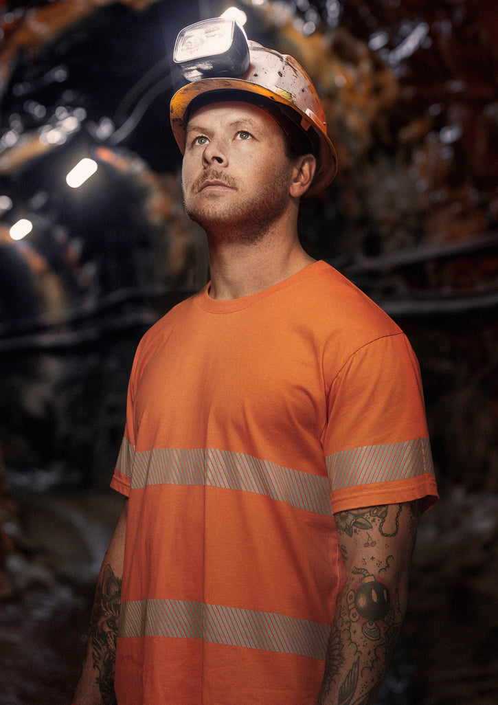 Syzmik Mens Hi Vis Segmented Tape Cotton Tee ZH510