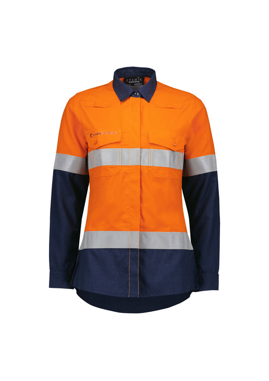 Womens Orange Flame Lightweight Ripstop Taped Shirt